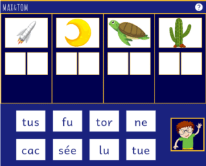 Jeu en ligne pour apprendre à lire - Fusionner des syllabes en U