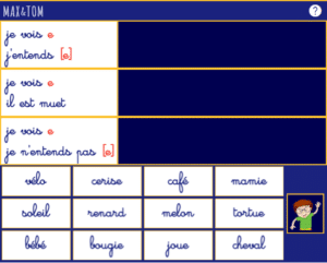 Jeu en ligne pour apprendre à lire - Lire des mots avec la lettre e