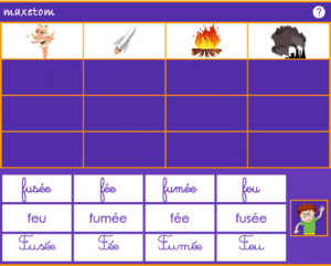 Jeu en ligne pour apprendre à lire - Associer l'image et les mots en F dans différentes écritures
