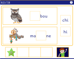 Jeu en ligne pour apprendre à lire - Compléter les mots avec la syllabe en h ou ch