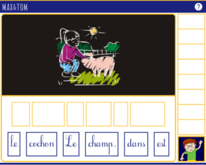 Jeu en ligne pour apprendre à lire - Ecrire des phrases avec des mots en ch