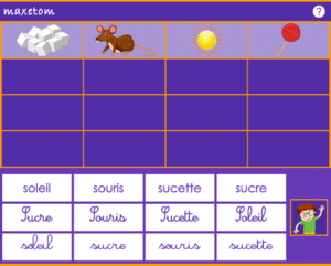 Jeu en ligne pour apprendre à lire - Associer l'image et les mots en S dans différentes écritures