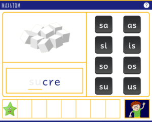 Jeu en ligne pour apprendre à lire - Compléter les mots avec des syllabes en S