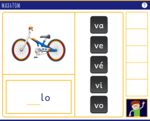 Jeu en ligne pour apprendre à lire - Compléter les mots avec des syllabes en V