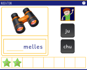 Jeu en ligne pour apprendre à lire - Compléter les mots avec la syllabe en j ou ch