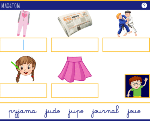 Jeu en ligne pour apprendre à lire - Ecrire des mots en J