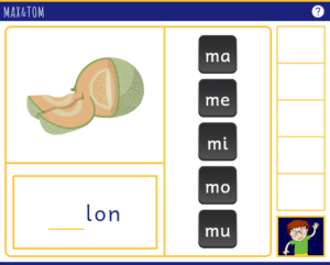 Jeu en ligne pour apprendre à lire - Compléter les mots avec des syllabes en m