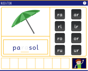 Jeu en ligne pour apprendre à lire - Compléter les mots avec des syllabes en R
