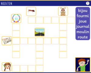 Jeu en ligne pour apprendre à lire - Ecrire des mots en ou