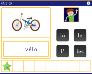Jeu en ligne pour apprendre à lire - Compléter avec l'article défini le/la/l'/les
