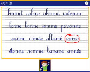 Jeu en ligne pour apprendre à lire - Trouver les mots avec nn