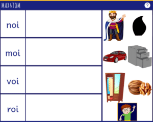 Jeu en ligne pour apprendre à lire - Discrimination auditive de syllabes avec le son oi