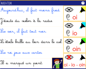 Jeu en ligne pour apprendre à lire - Je lis des mots avec oi / io / oin