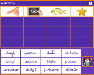 Jeu en ligne pour apprendre à lire - Associer l'image et les mots en oi dans différentes écritures