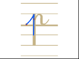 Ecrire la lettre p en minuscule attachée