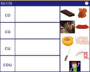 Jeu en ligne pour apprendre à lire - Discrimination auditive de syllabes avec le son c