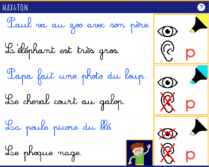 Jeu en ligne pour apprendre à lire - Je lis des mots avec la lettre p