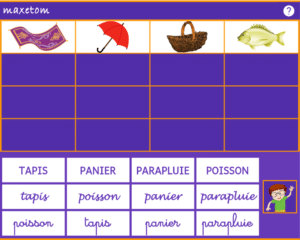 Jeu en ligne pour apprendre à lire - Associer l'image et les mots en p dans différentes écritures