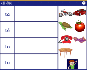 Jeu en ligne pour apprendre à lire - Discrimination auditive de syllabes avec le son t