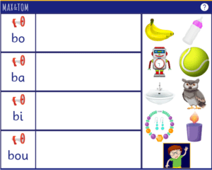 Jeu en ligne pour apprendre à lire - Discrimination auditive de syllabes avec le son b