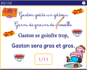 Jeu en ligne pour apprendre à lire - Reconnaître la lettre g dans un texte dans différentes écritures