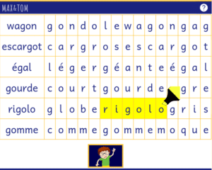 Grille de Mots cachés en ligne - Trouver les mots en g