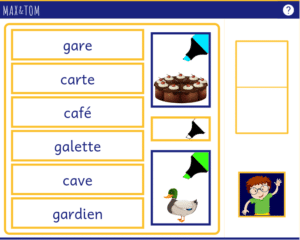 Jeu en ligne pour apprendre à lire - Lire des mots avec ga/ca et go/co