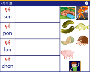 Jeu en ligne pour apprendre à lire - Discrimination auditive de syllabes avec le son on
