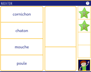 Jeu en ligne pour apprendre à lire - Je trouve l'intrus