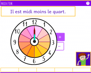 Horloge virtuelle pour apprendre l'heure