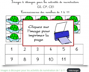 Fiche de numération à imprimer pour apprendre à compter jusqu'à 11