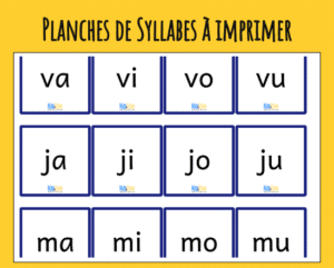 Support d'activité - Planches de Syllabes à imprimer